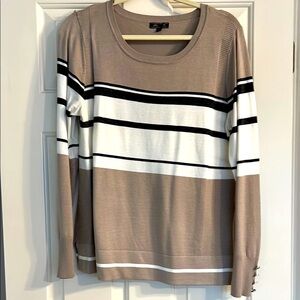 Striped Tan and White Sweater